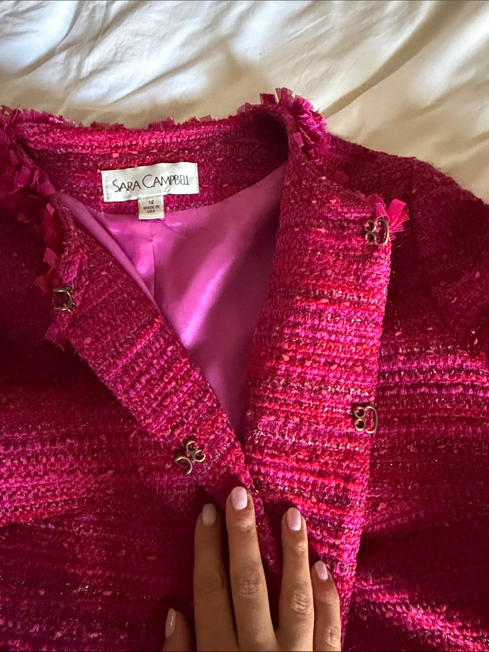 Sara Campbell Hot Pink tweed Coat - Picture 5 of 9